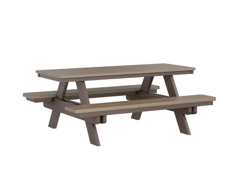 Rectangular Picnic Table by Berlin Gardens - Weatherwood, Chocolate Brown Rectangular Picnic Table by Berlin Gardens - 191-PRPT2872