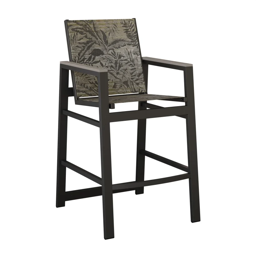 Vida Aluminum+Sling Bar Chair by Berlin Gardens - Black, Sumba Mocha, Driftwood Gray Vida Aluminum+Sling Bar Chair by Berlin Gardens - 191-VBS
