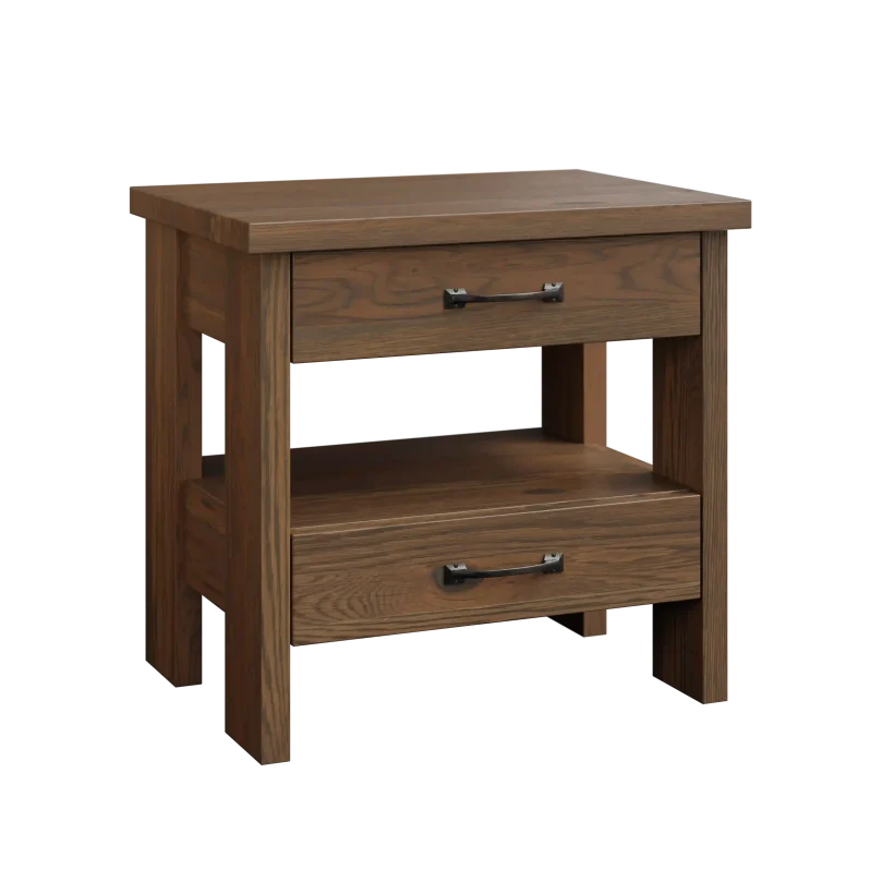 Amish Cheyenne Solid Hardwood Bedroom 2-Drawer Nightstand with Open Shelf - 281-528-595551