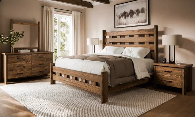 Amish Cheyenne Solid Hardwood Bedroom Bed - 281-ZEBVBKKB-YBA