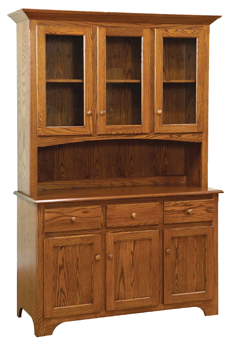 Amish Shaker 2 Door Hutch, Top Only - No, , , , , Oak, OCS113 Michael's Cherry, Wood knobs, KR15 Amish Shaker 2 Door Hutch, Top Only - 016-PE954