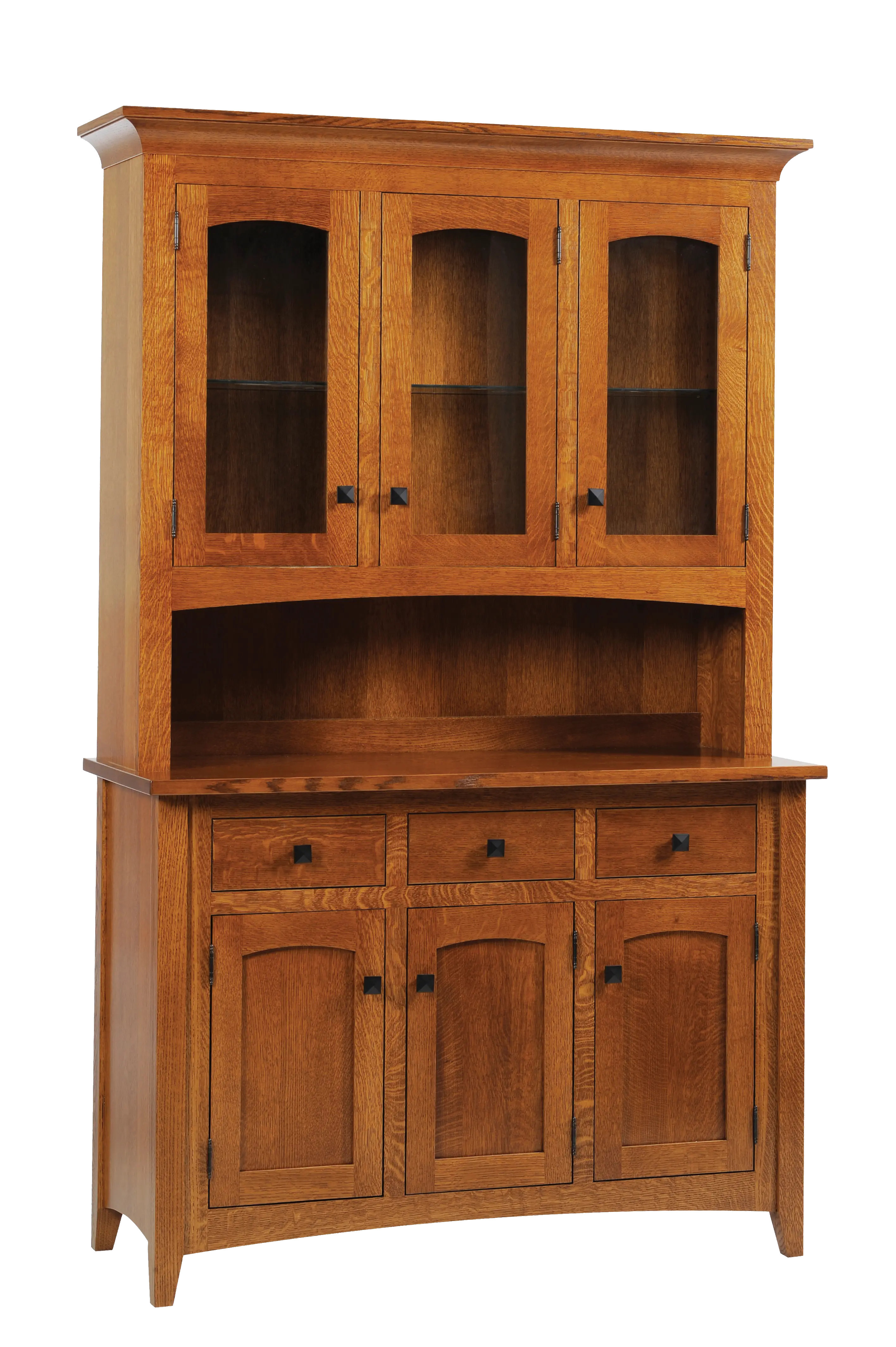 Amish Blakely 3 Door Hutch, Base Only Only - No, , , , , QSWO, OCS113 Michael's Cherry, Black Knobs, D522-BL, Black Knobs, D522-BL Amish Blakely 3 Door Hutch, Base Only Only - 016-YI133Y-6