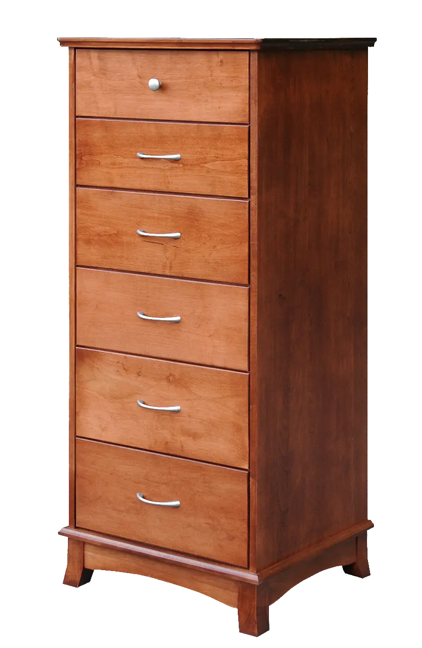 Amish Crescent Lingerie Chest - Cherry, OCS108 S-14, Silver Knobs, HOK-22129, Silver Pulls, HOK-22173 Amish Crescent Lingerie Chest - 017-ZTC073