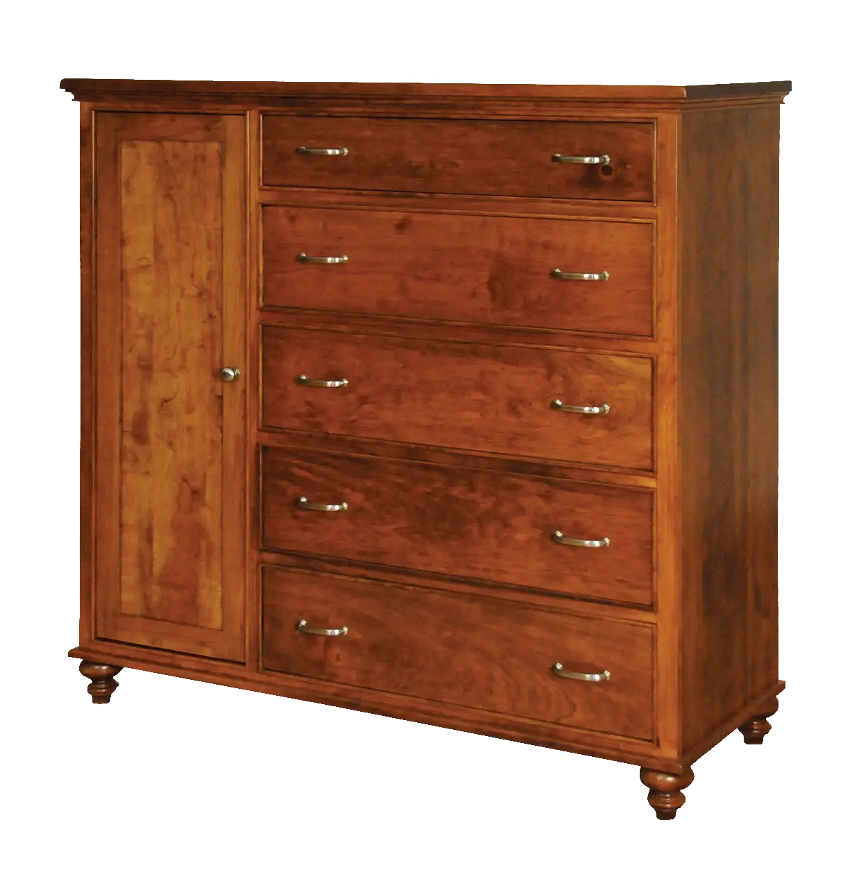 Amish Duchess Gentleman's Chest - Rustic Cherry, OCS117 Asbury, Silver Pulls, P2280-SN, Silver Knobs, K2980-SN Amish Duchess Gentleman's Chest - 017-ZTC268