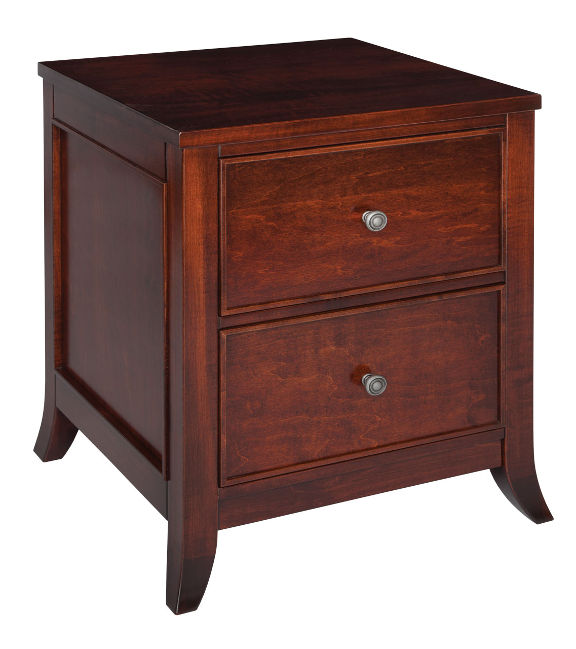 Amish Kingston Nightstand with 2 Drawers - Sap Cherry, OCS117 Asbury, Silver Knobs, K117-SIM Amish Kingston Nightstand with 2 Drawers - 017-ZTC4357
