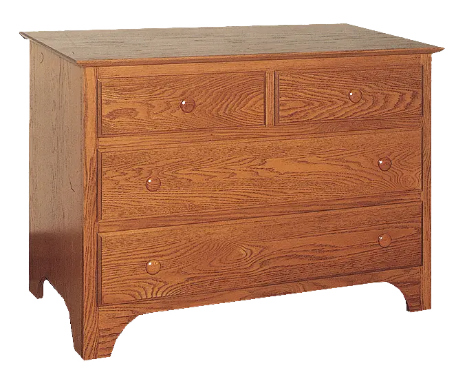 Amish Shaker Dresser with 4 Drawers - Rustic Cherry, OCS113 Michael's Cherry, Wood Knobs, Shaker Wood Knobs, Wood Knobs, Shaker Wood Knobs Amish Shaker Dresser with 4 Drawers - 017-ZTC748