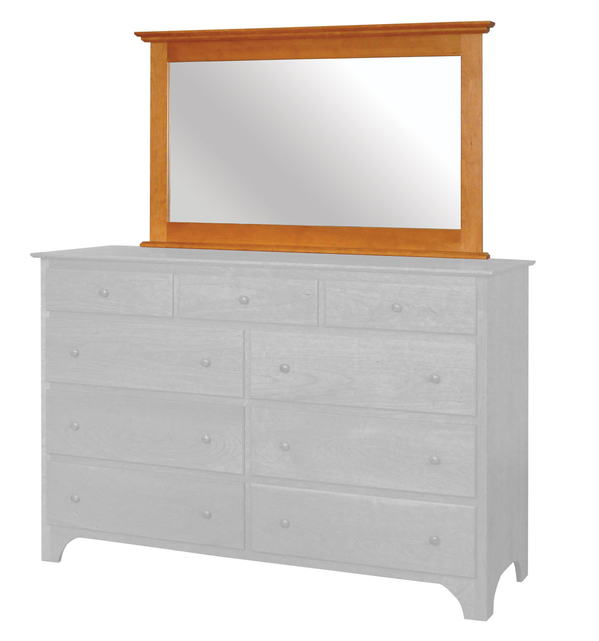 Amish Shaker Tall Dresser Mirror - Rustic Cherry, OCS113 Michael's Cherry Amish Shaker Tall Dresser Mirror - 017-ZTC783