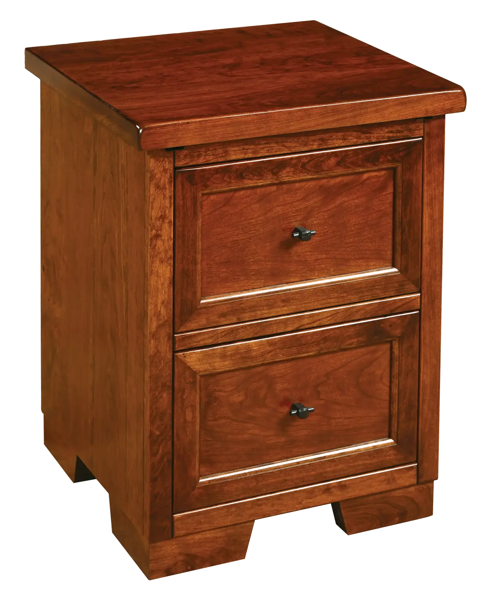 Amish Farmhouse 2 Drawer Nightstand - Rustic Cherry, OCS117 Asbury, Black Knobs, K58-BL Amish Farmhouse 2 Drawer Nightstand - 017-ZTC9357