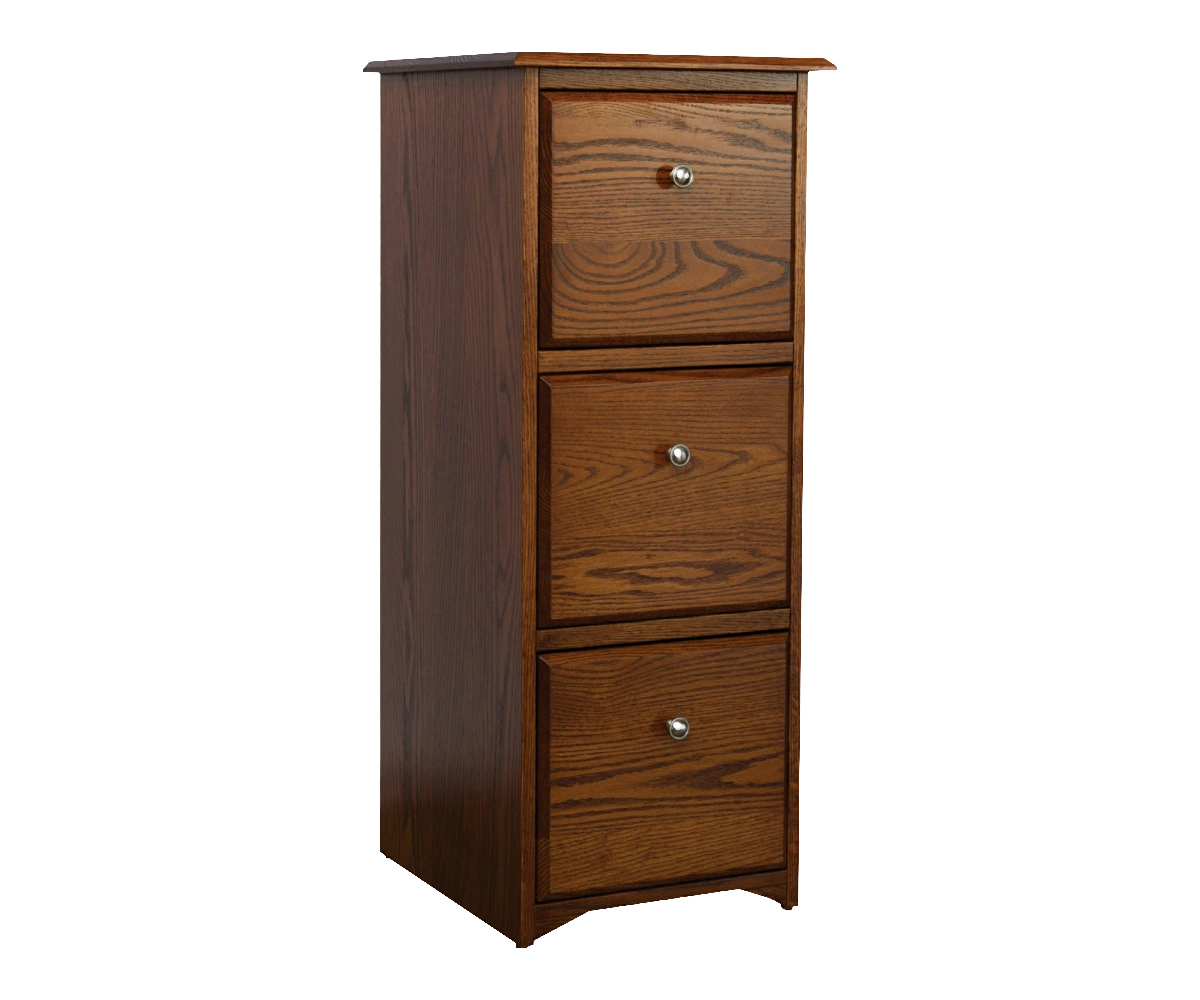 Amish Economy Three-Drawer File Cabinet - No, , , , , Oak, OCS228 Rich Tobacco, Silver Knobs, D523-SN Amish Economy Three-Drawer File Cabinet - 046-BCZ-6