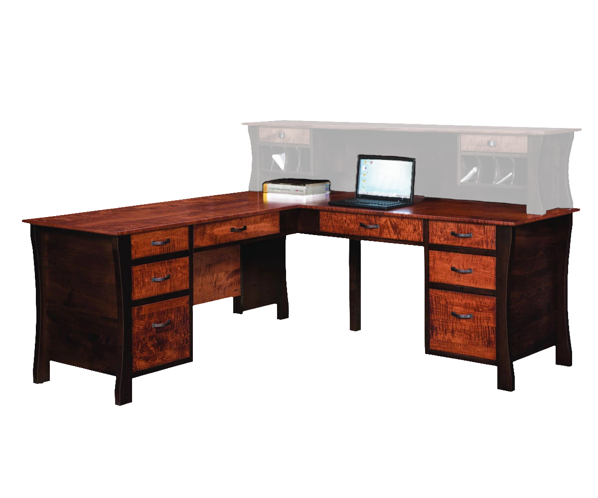 Amish Kapernaum Corner Computer Desk - Yes, Brown Maple, OCS228 Rich Tobacco, Tiger Maple, OCS113 Michael's Cherry, , , Bronze Pulls, 046-29349-ORB, Bronze Pulls, 046-29349-ORB Amish Kapernaum Corner Computer Desk - 046-H-133A