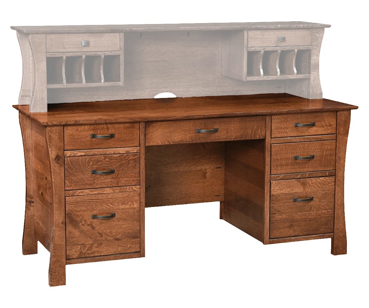 Amish Kapernaum Double Pedestal Desk - No, , , , , Rustic QSWO, FC10944 Tavern, Bronze Pulls, 046-29349-ORB, Bronze Pulls, 046-29349-ORB Amish Kapernaum Double Pedestal Desk - 046-H-134A