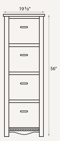 Amish Laurel Four-Drawer File Cabinet* - No, , , , , Oak, OCS104 Seely, Black Pulls, 046-8237-BNBDL Amish Laurel Four-Drawer File Cabinet* - 046-ICZ-7