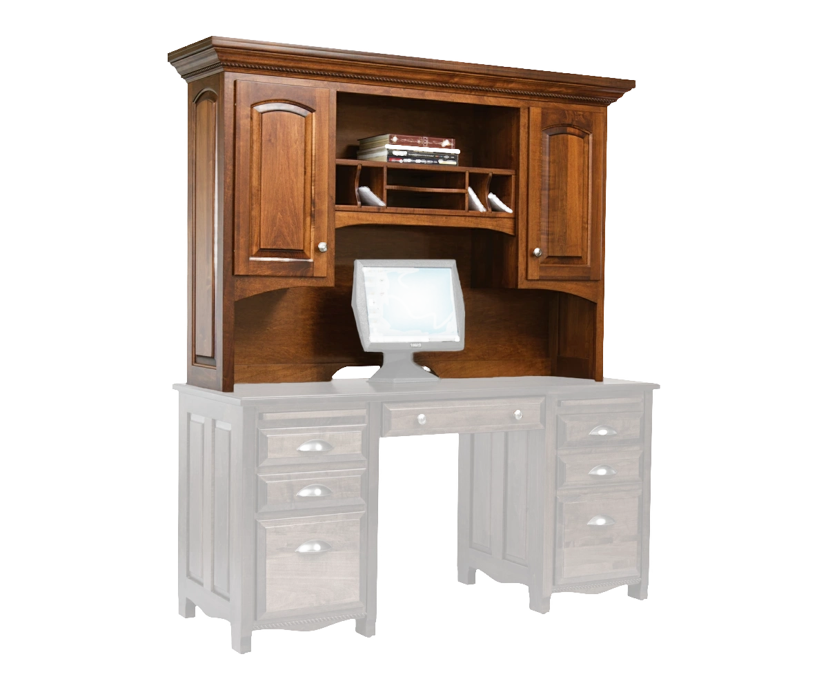 Amish Laurel Hutch* for 62" Desk - No, , , , , Brown Maple, OCS117 Asbury, Black Knobs, 046-Z117-BNBDL Amish Laurel Hutch* for 62" Desk - 046-IZAE-638-X