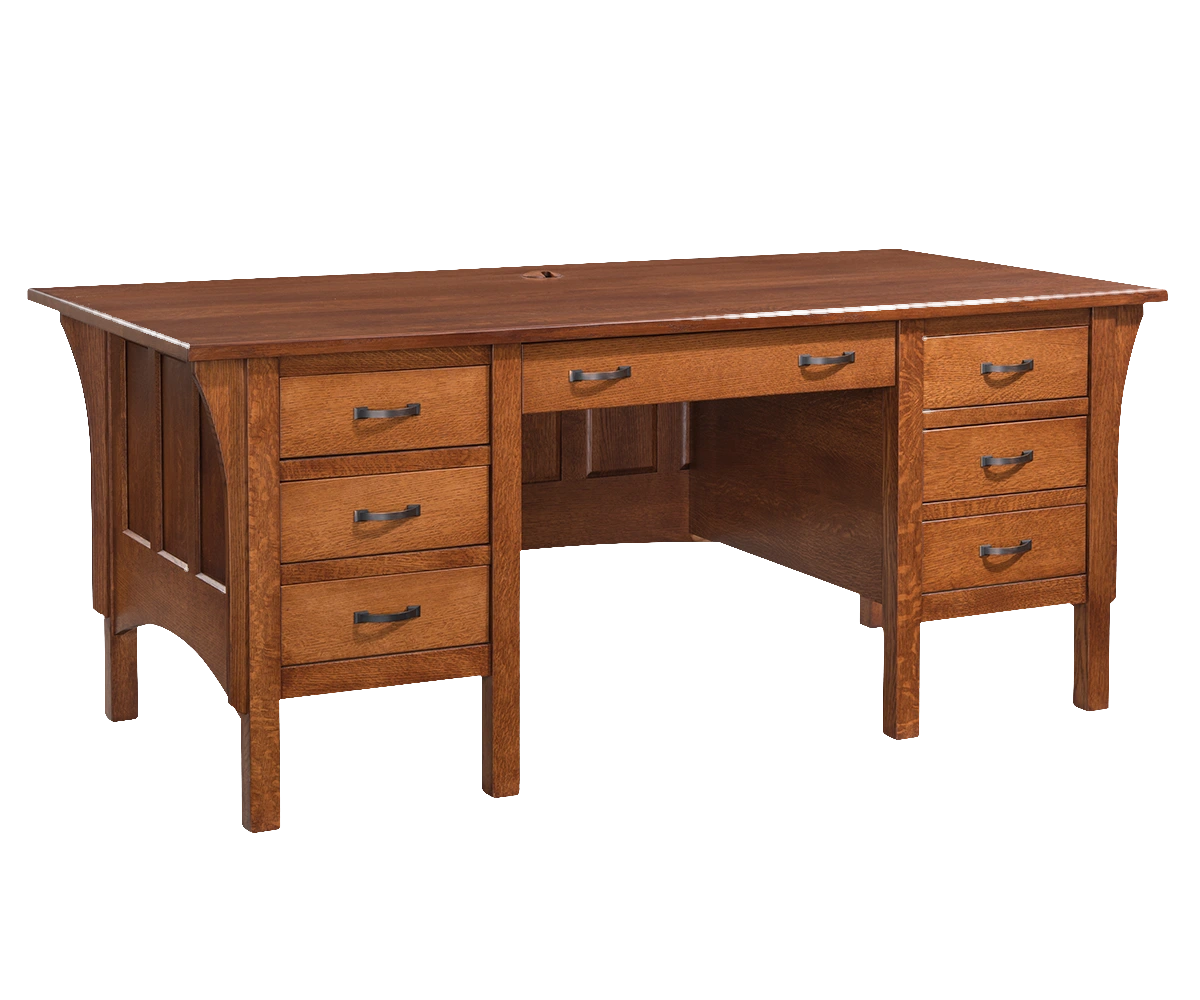 Amish Mission Executive Desk - No, , , , , QSWO, OCS113 Michael's Cherry, Bronze Pulls, 046-29349-ORB, Bronze Pulls, 046-29349-ORB Amish Mission Executive Desk - 046-JBA