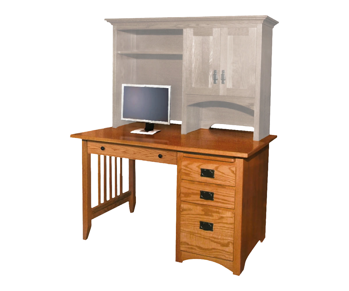 Amish Mission Single Ped Desk - No, , , , , Oak, OCS103 Mx, Black Knobs, D523-BL, Black Pulls, D527A Amish Mission Single Ped Desk - 046-JOA-6385
