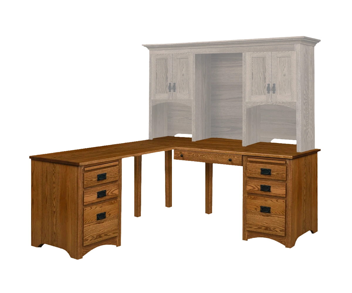 Amish Mission Corner Computer Desk* - No, , , , , Oak, OCS102 Fruitwood, Black Knobs, D523-BL, Black Pulls, D527A Amish Mission Corner Computer Desk* - 046-JZA