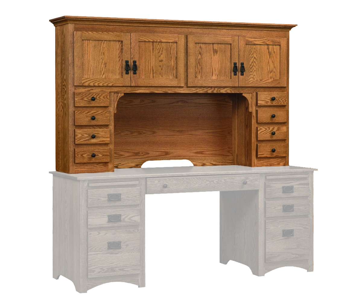 Amish Mission Hutch* for 72" Desk - No, , , , , Oak, OCS102 Fruitwood, Black Pulls, D529-A, Black Knobs, D523-BL Amish Mission Hutch* for 72" Desk - 046-JZAE-831