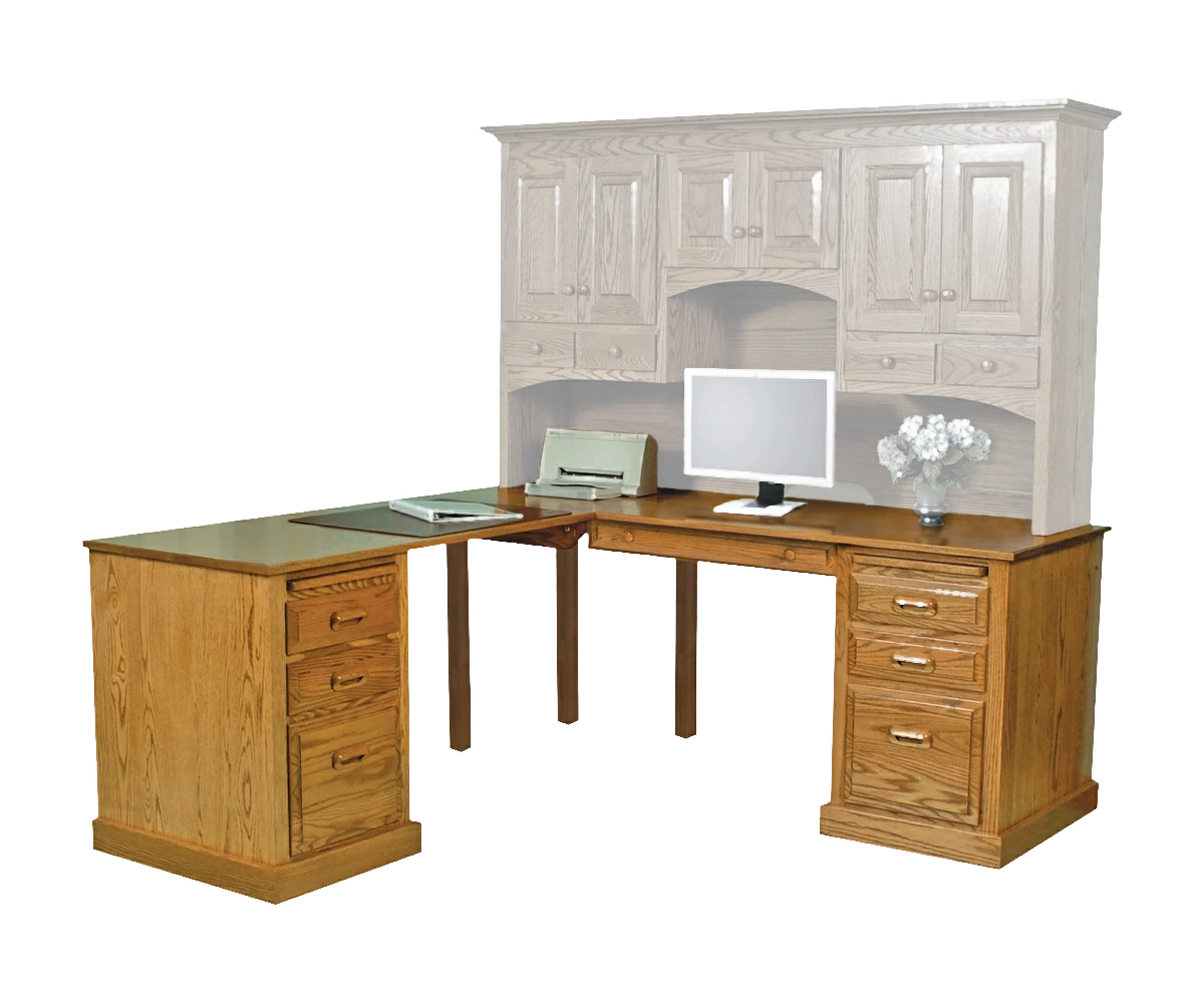 Amish Traditional Corner Computer Desk* - No, , , , , Oak, OCS104 Seely, Wood Knobs, 046-Wooden Knobs, Wood Pulls, 046-Wooden Pulls Amish Traditional Corner Computer Desk* - 046-QZA