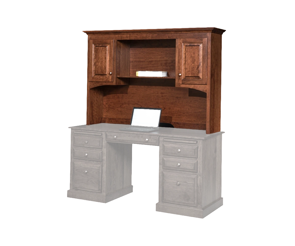 Amish Traditional Hutch* for 62" Desk (Drawing) - No, , , , , Cherry, OCS111 Boston, Wood Knobs, 046-Wooden Knobs Amish Traditional Hutch* for 62" Desk (Drawing) - 046-QZAE-633-X