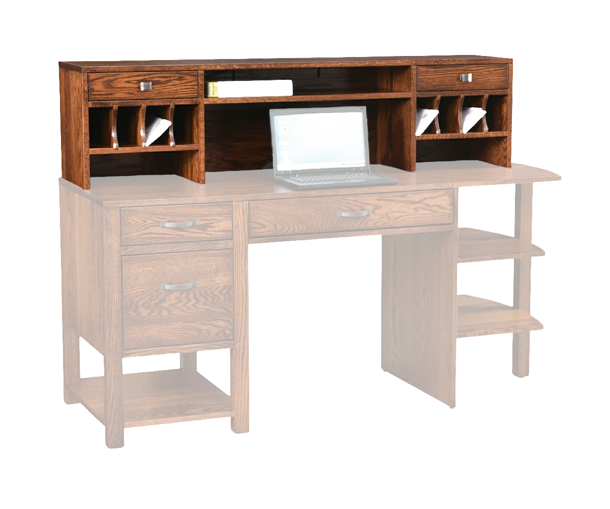 Amish Wakefield Hutch Top - No, , , , , Oak, OCS113 Michael's Cherry, Black Knobs, 046-53710-GPH Amish Wakefield Hutch Top - 046-T943E