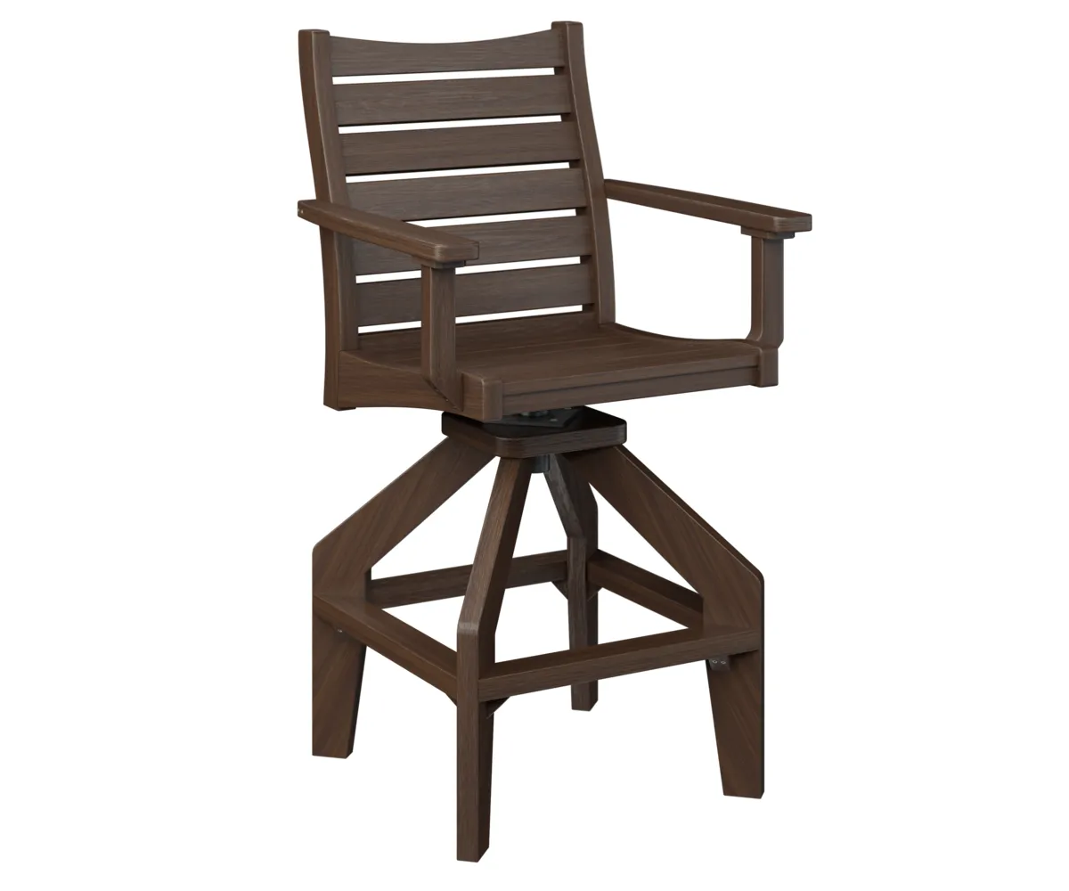 Bristol Swivel Bar Chair by Berlin Gardens - Brazilian Walnut, Brazilian Walnut Bristol Swivel Bar Chair by Berlin Gardens - 191-BSBC2045