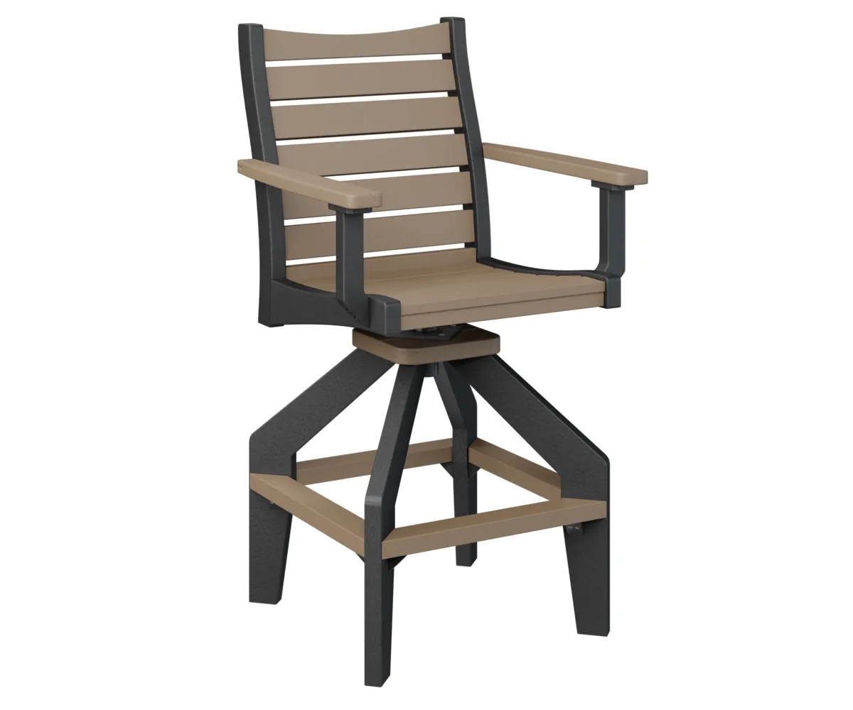 Bristol Swivel Bar Chair by Berlin Gardens - Weatherwood, Black Bristol Swivel Bar Chair by Berlin Gardens - 191-BSBC2045