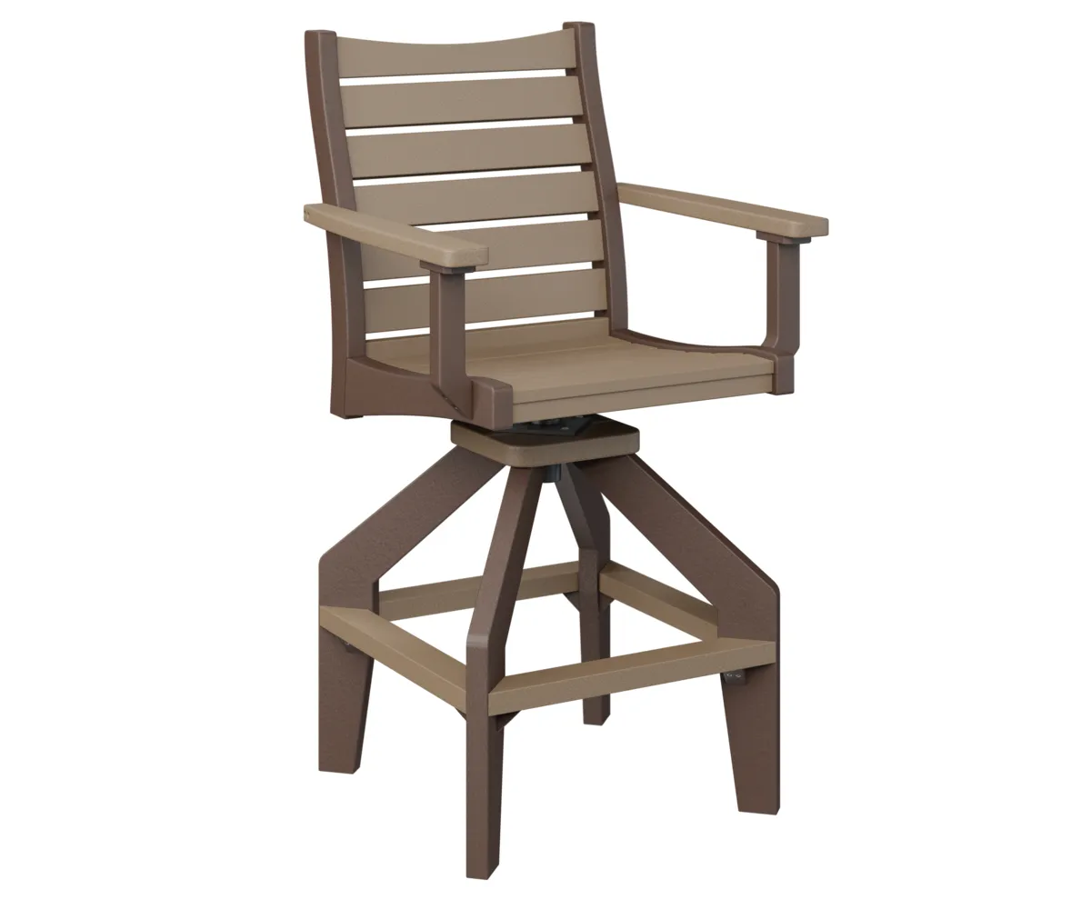 Bristol Swivel Bar Chair by Berlin Gardens - Weatherwood, Chocolate Brown Bristol Swivel Bar Chair by Berlin Gardens - 191-BSBC2045