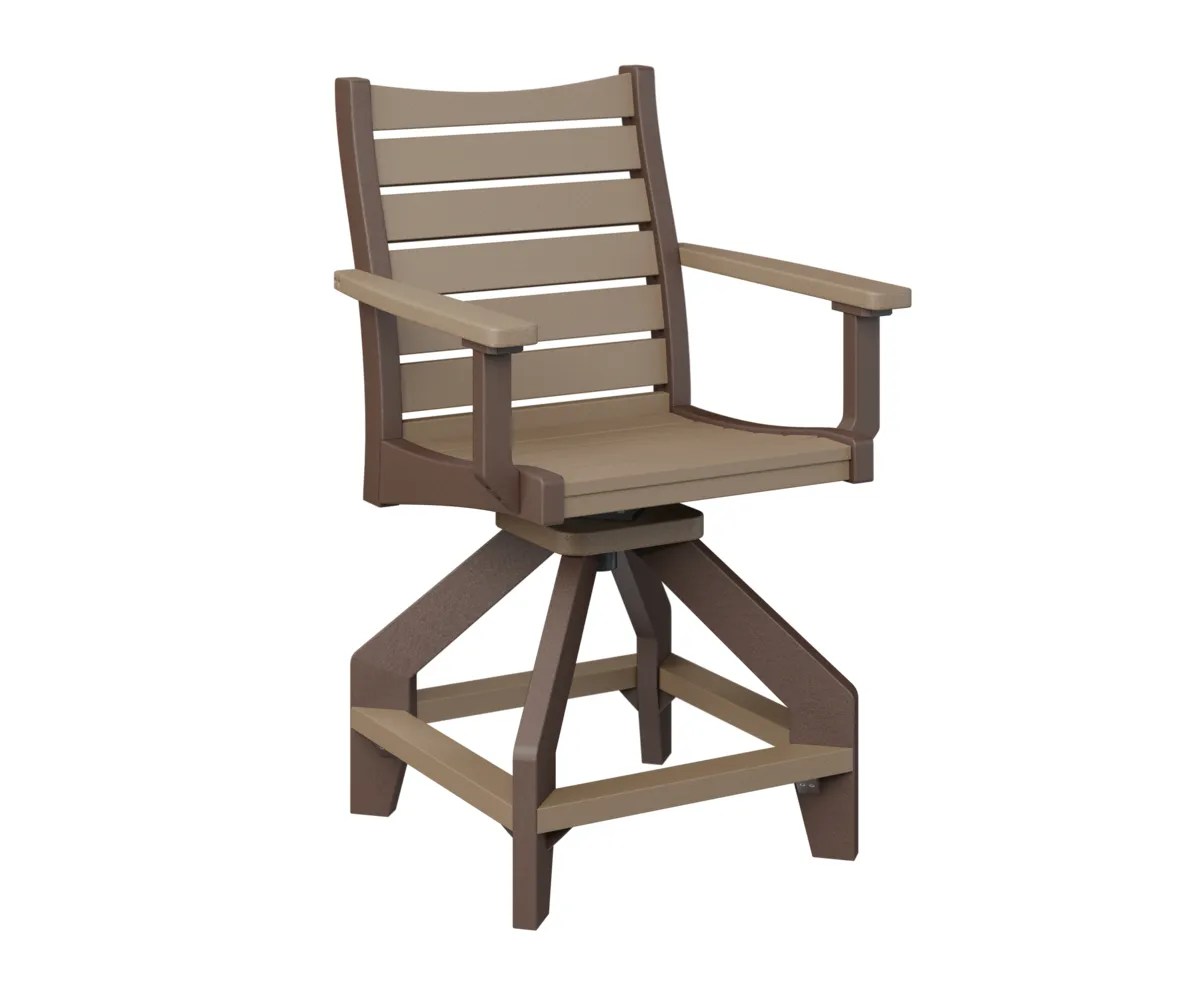 Bristol Swivel Counter Chair by Berlin Gardens - Weatherwood, Chocolate Brown Bristol Swivel Counter Chair by Berlin Gardens - 191-BSCC2041