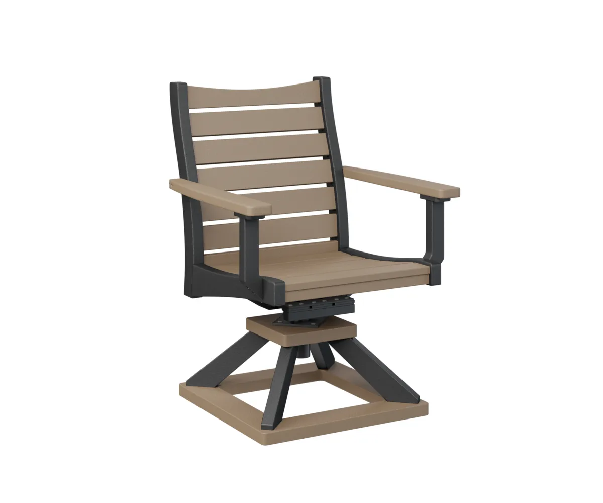 Bristol Swivel Rocker Dining Chair by Berlin Gardens - Weatherwood, Black Bristol Swivel Rocker Dining Chair by Berlin Gardens - 191-BSRDC2036