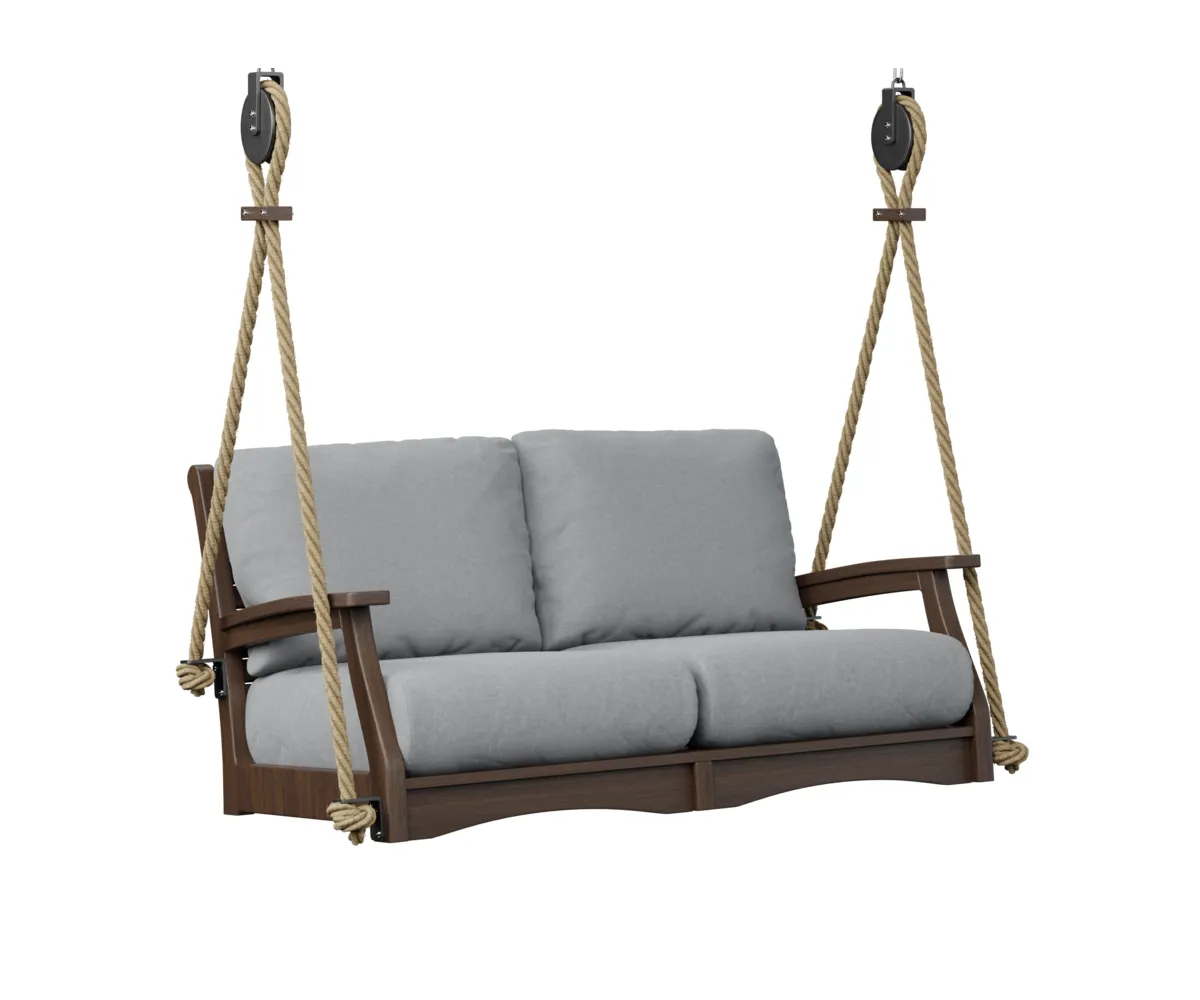 Classic Terrace Loveseat Swing by Berlin Gardens - Brazilian Walnut, Canvas Granite Classic Terrace Loveseat Swing by Berlin Gardens - 191-CTLSW5727
