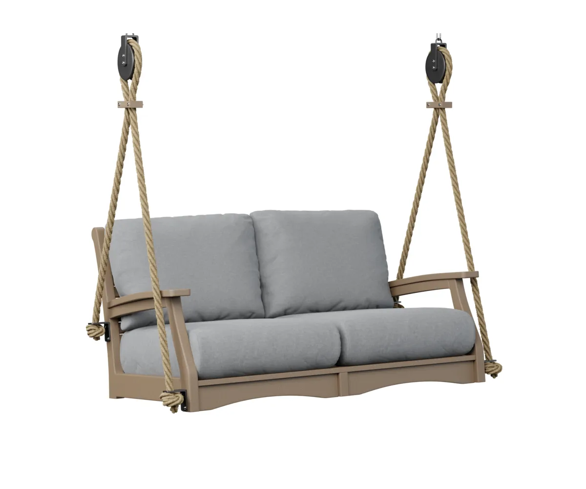 Classic Terrace Loveseat Swing by Berlin Gardens - Weatherwood, Canvas Granite Classic Terrace Loveseat Swing by Berlin Gardens - 191-CTLSW5727