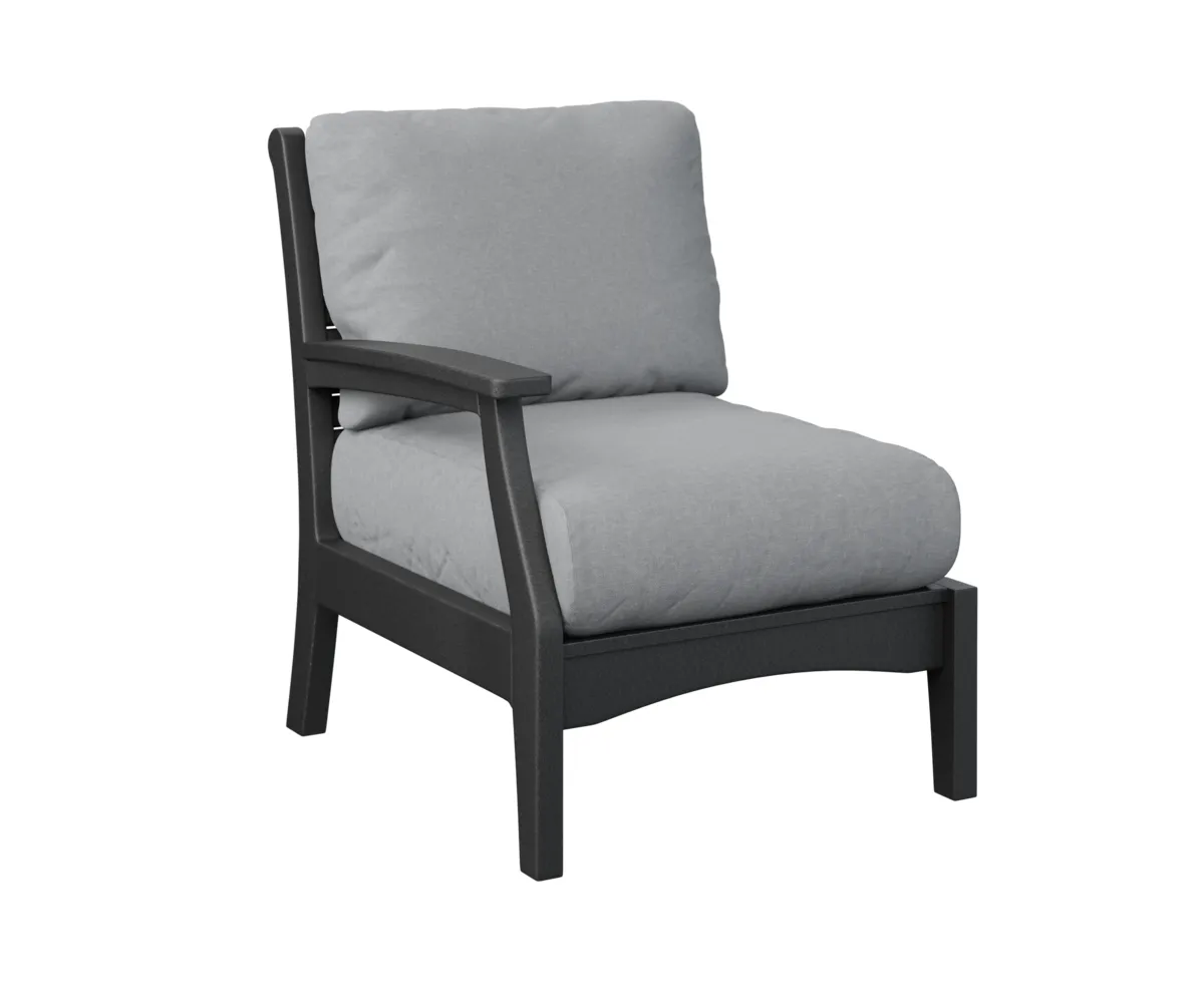 Classic Terrace Arm Sectional Club Chair – Right by Berlin Gardens - Black, Canvas Granite Classic Terrace Arm Sectional Club Chair – Right by Berlin Gardens - 191-CTRSC2934