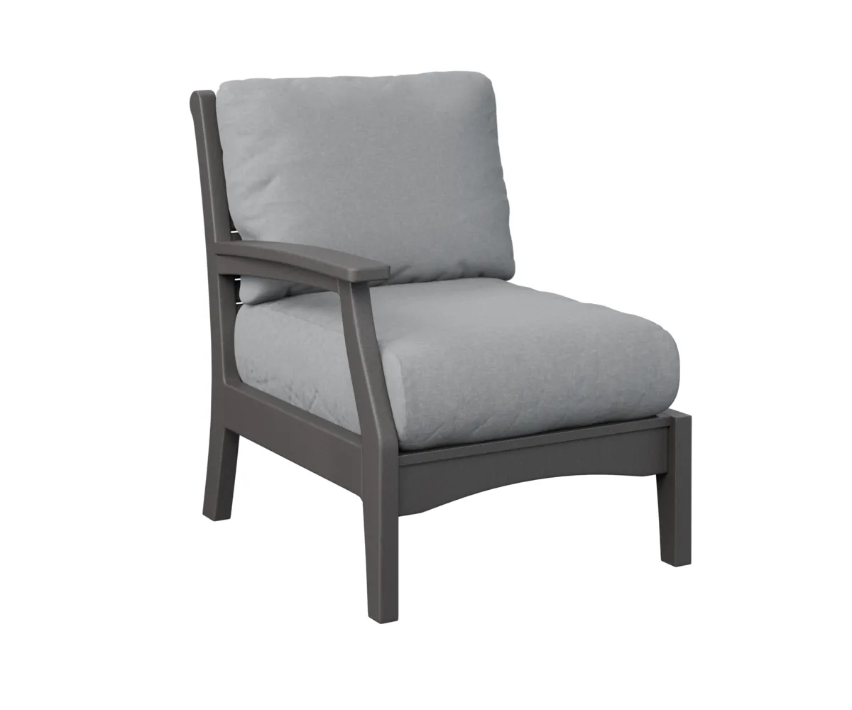 Classic Terrace Arm Sectional Club Chair – Right by Berlin Gardens - Smoke Gray, Canvas Granite Classic Terrace Arm Sectional Club Chair – Right by Berlin Gardens - 191-CTRSC2934