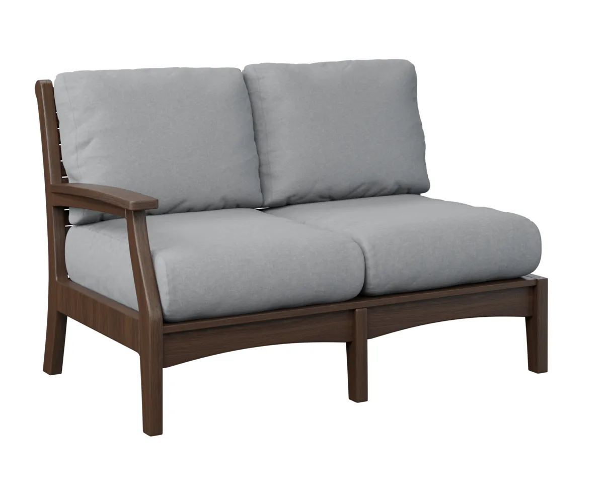 Classic Terrace Arm Sectional Loveseat – Right by Berlin Gardens - Brazilian Walnut, Canvas Granite Classic Terrace Arm Sectional Loveseat – Right by Berlin Gardens - 191-CTRSL5334