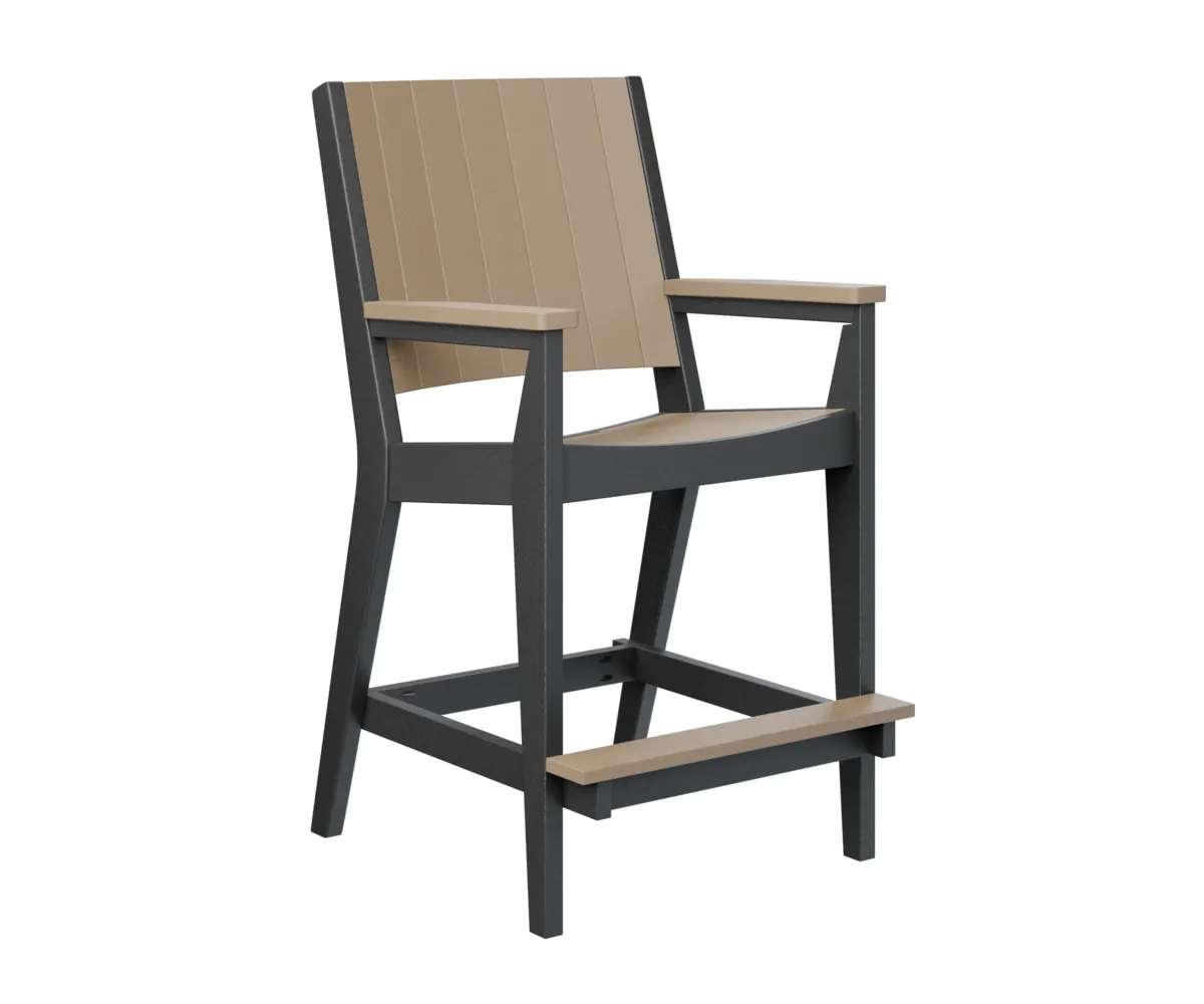 Mayhew Chat Bar Chair by Berlin Gardens - Weatherwood, Black Mayhew Chat Bar Chair by Berlin Gardens - 191-MHCBC2647