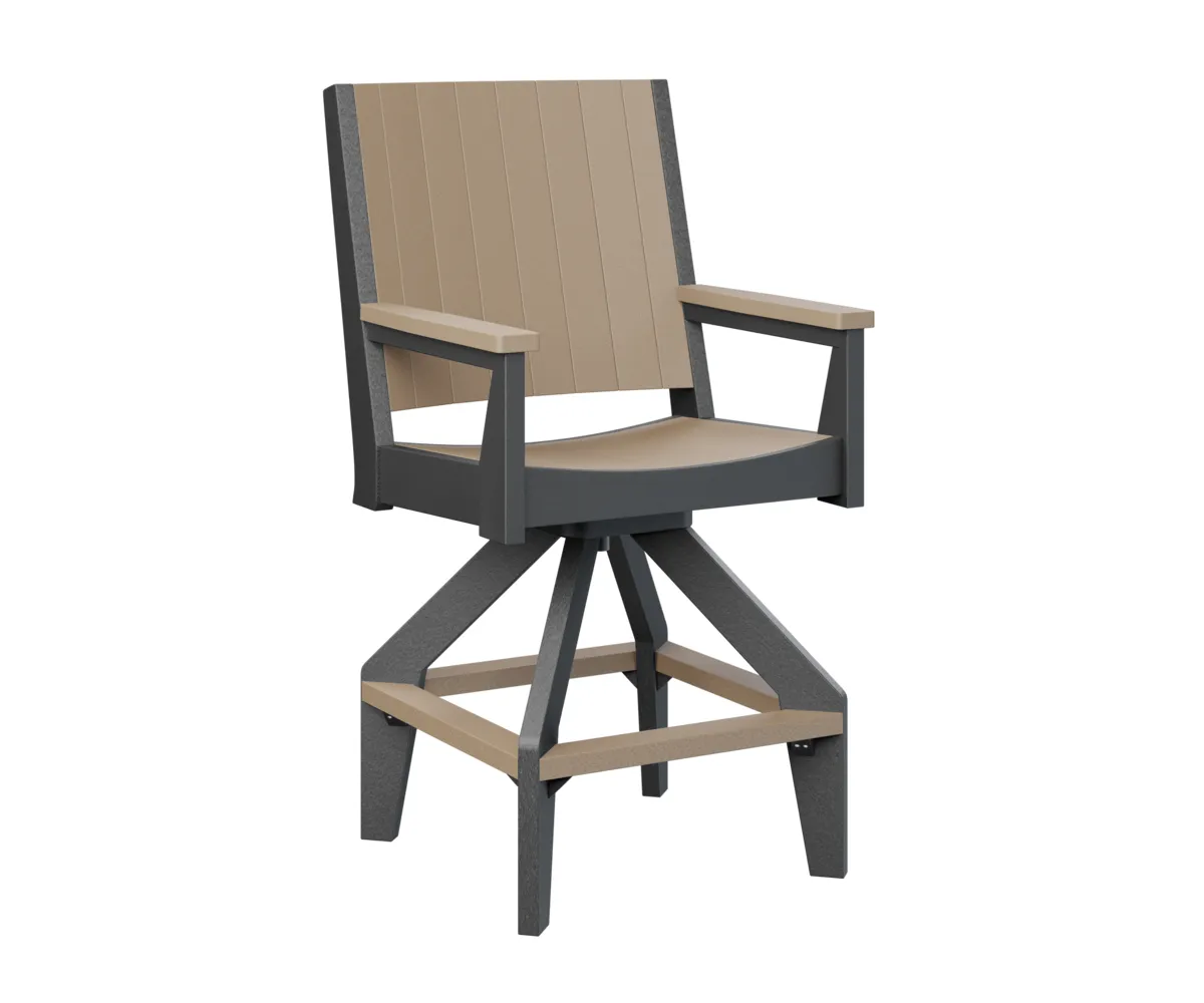 Mayhew Chat Swivel Bar Chair by Berlin Gardens - Weatherwood, Black Mayhew Chat Swivel Bar Chair by Berlin Gardens - 191-MHCSB2647