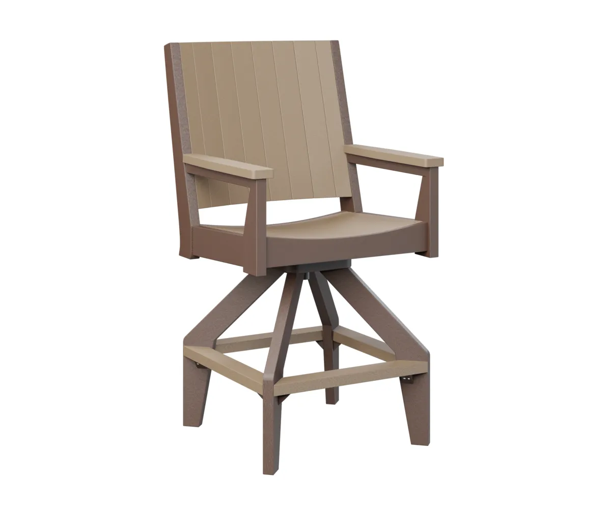 Mayhew Chat Swivel Bar Chair by Berlin Gardens - Weatherwood, Chocolate Brown Mayhew Chat Swivel Bar Chair by Berlin Gardens - 191-MHCSB2647