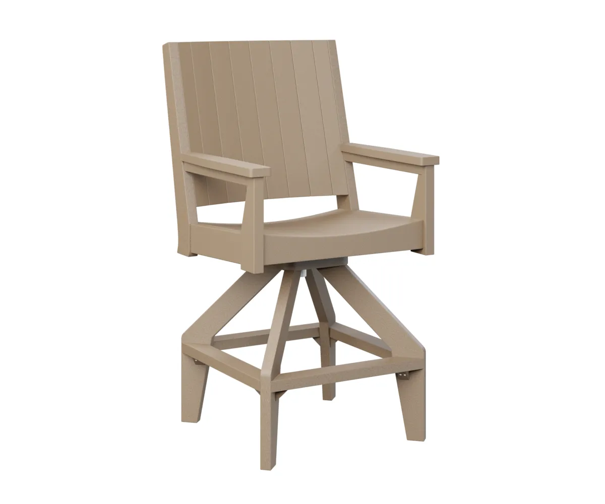 Mayhew Chat Swivel Bar Chair by Berlin Gardens - Weatherwood, Weatherwood Mayhew Chat Swivel Bar Chair by Berlin Gardens - 191-MHCSB2647