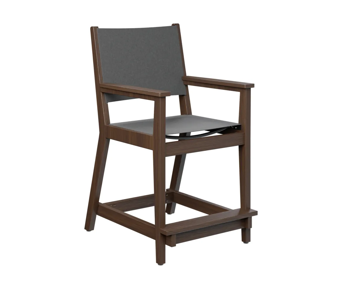 Mayhew Sling Counter Arm Chair by Berlin Gardens - Brazilian Walnut, Augustine Pewter Mayhew Sling Counter Arm Chair by Berlin Gardens - 191-MHSCC2241