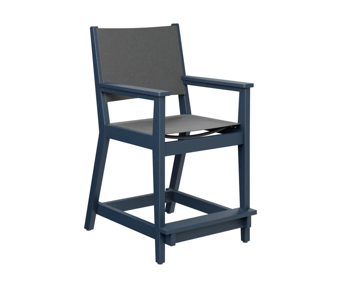 Mayhew Sling Counter Arm Chair by Berlin Gardens - Navy Blue, Augustine Pewter Mayhew Sling Counter Arm Chair by Berlin Gardens - 191-MHSCC2241