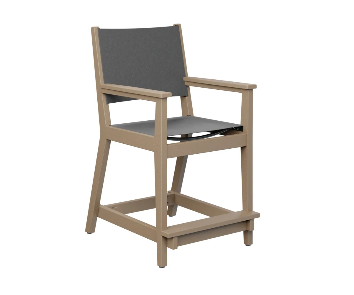 Mayhew Sling Counter Arm Chair by Berlin Gardens - Weatherwood, Augustine Pewter Mayhew Sling Counter Arm Chair by Berlin Gardens - 191-MHSCC2241