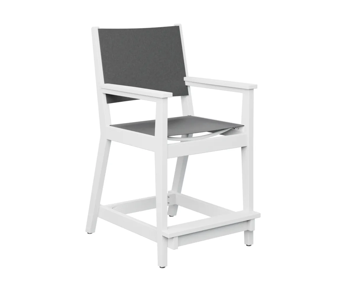 Mayhew Sling Counter Arm Chair by Berlin Gardens - White, Augustine Pewter Mayhew Sling Counter Arm Chair by Berlin Gardens - 191-MHSCC2241