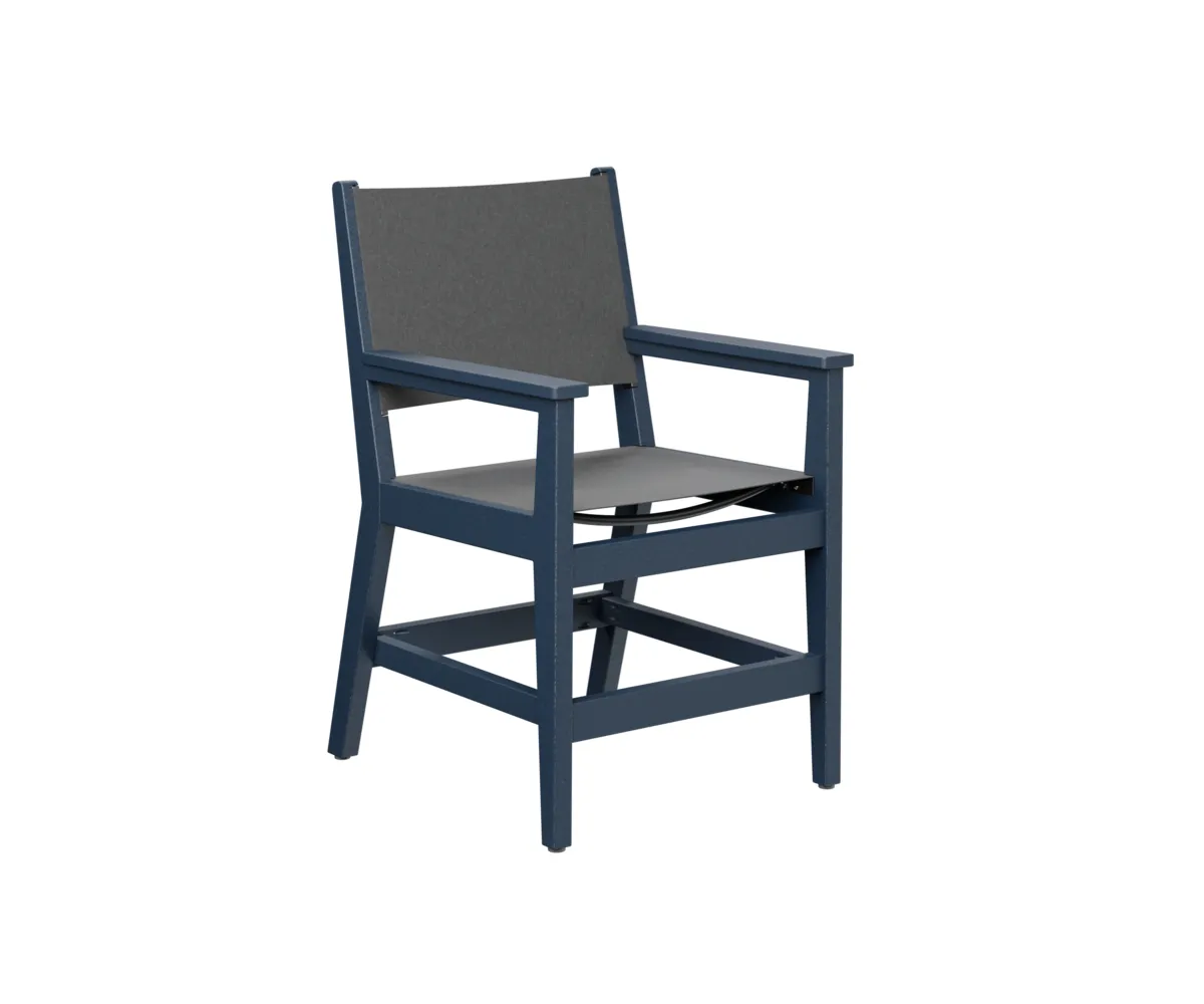 Mayhew Sling Dining Arm Chair by Berlin Gardens - Navy Blue, Augustine Pewter Mayhew Sling Dining Arm Chair by Berlin Gardens - 191-MHSDAC2236