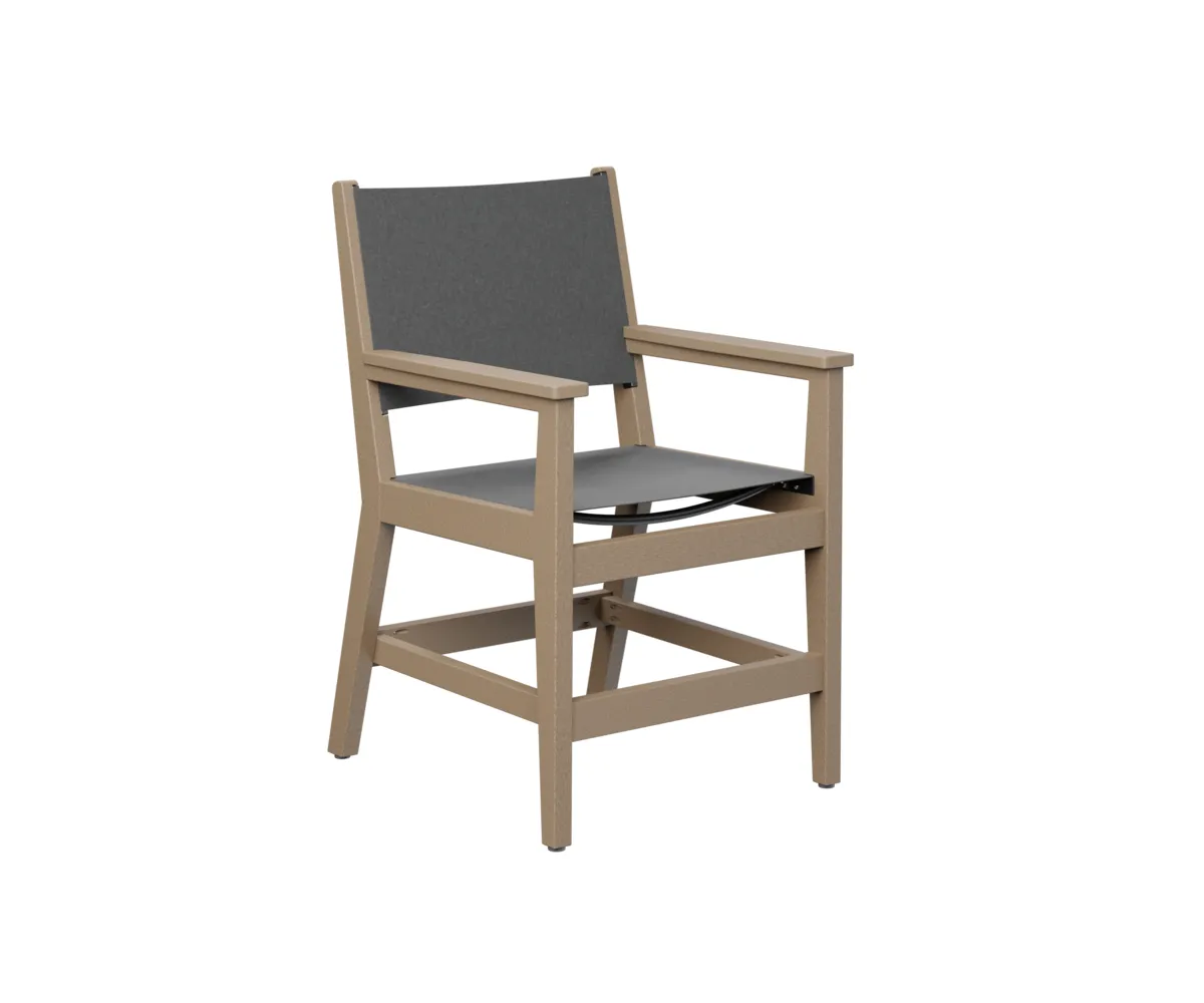 Mayhew Sling Dining Arm Chair by Berlin Gardens - Weatherwood, Augustine Pewter Mayhew Sling Dining Arm Chair by Berlin Gardens - 191-MHSDAC2236
