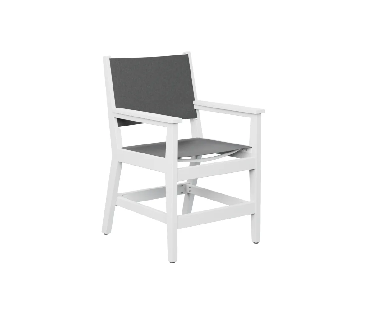 Mayhew Sling Dining Arm Chair by Berlin Gardens - White, Augustine Pewter Mayhew Sling Dining Arm Chair by Berlin Gardens - 191-MHSDAC2236