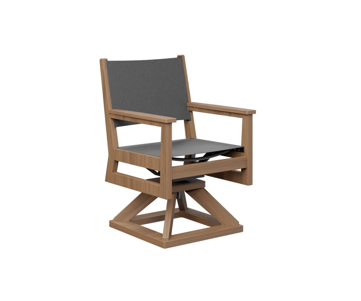 Mayhew Sling Swivel Dining Rocker by Berlin Gardens - Antique Mahogany, Augustine Pewter Mayhew Sling Swivel Dining Rocker by Berlin Gardens - 191-MHSSD2235