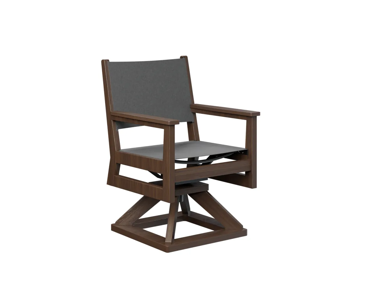 Mayhew Sling Swivel Dining Rocker by Berlin Gardens - Brazilian Walnut, Augustine Pewter Mayhew Sling Swivel Dining Rocker by Berlin Gardens - 191-MHSSD2235