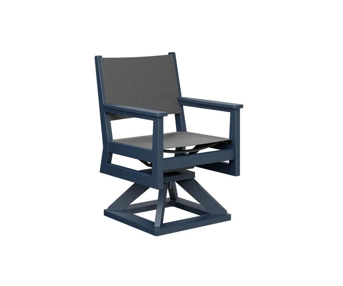 Mayhew Sling Swivel Dining Rocker by Berlin Gardens - Navy Blue, Augustine Pewter Mayhew Sling Swivel Dining Rocker by Berlin Gardens - 191-MHSSD2235