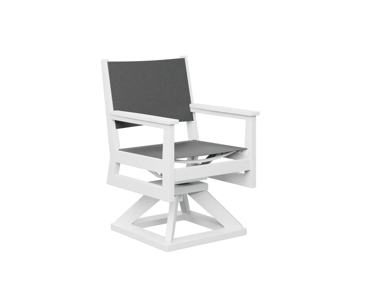 Mayhew Sling Swivel Dining Rocker by Berlin Gardens - White, Augustine Pewter Mayhew Sling Swivel Dining Rocker by Berlin Gardens - 191-MHSSD2235