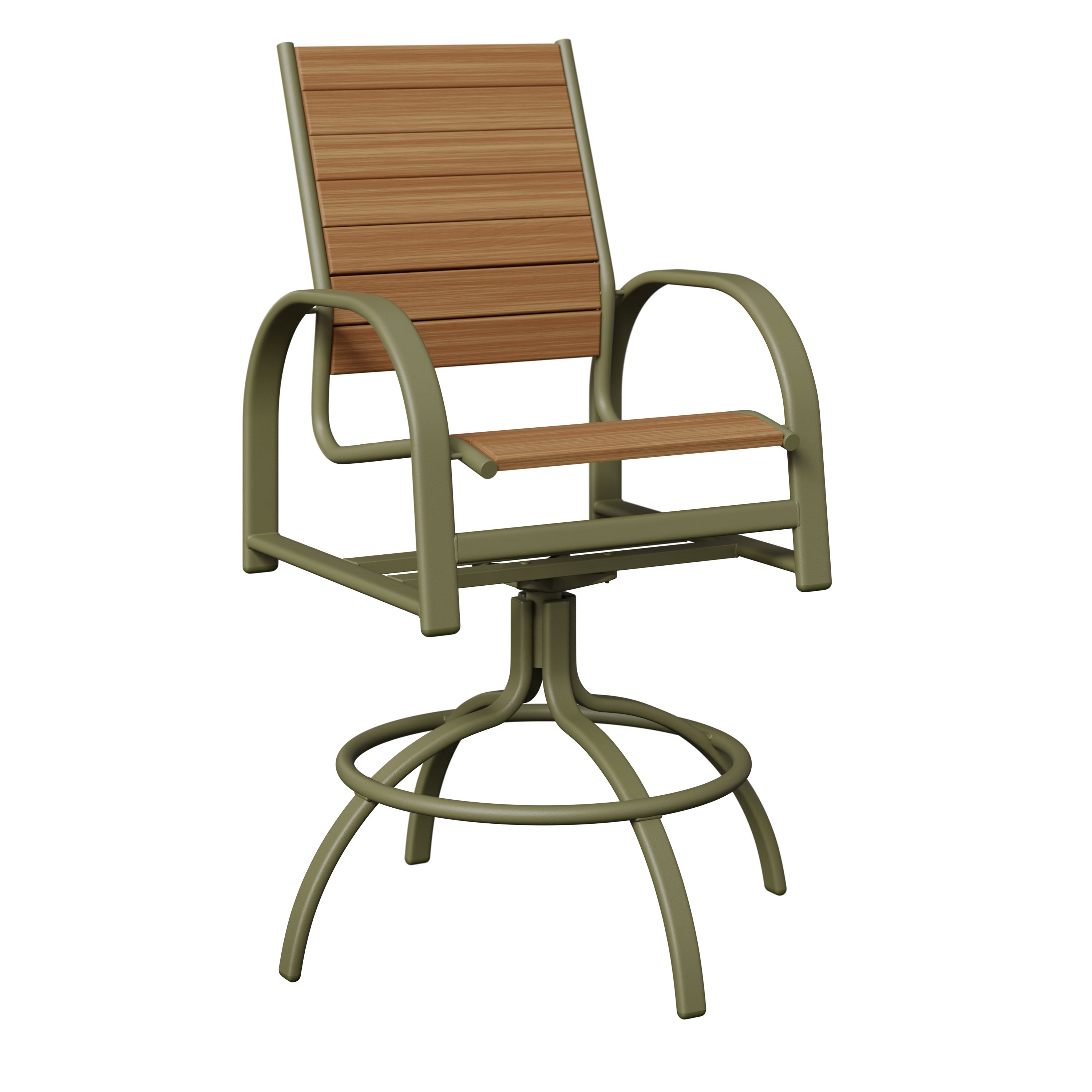 Murphy Aluminum+Poly Swivel Bar Chair by Berlin Gardens - 191-MSBP - Sage Green, Natural Teak Murphy Aluminum+Poly Swivel Bar Chair by Berlin Gardens - 191-MSBP - 191-MSBP
